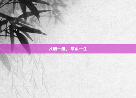 人活一世，草木一生